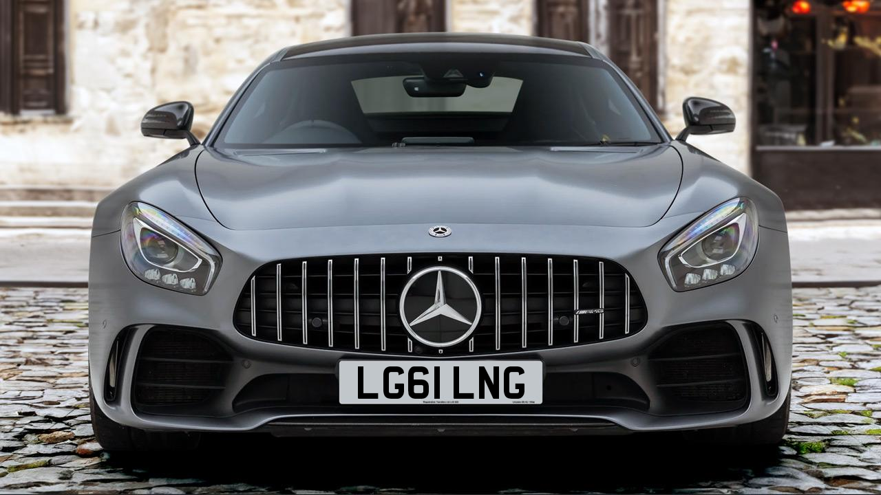 A Mercedes-Benz AMG GTR bearing the registration LG61 LNG